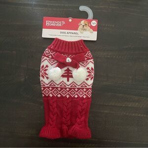 Friends Forever Dog Apparel Red & White Christmas Sweater XS NWT